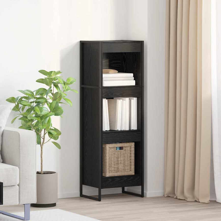 Boekenkast Zwart Eiken 80 x 30 x 155 cm Bewerkt hout