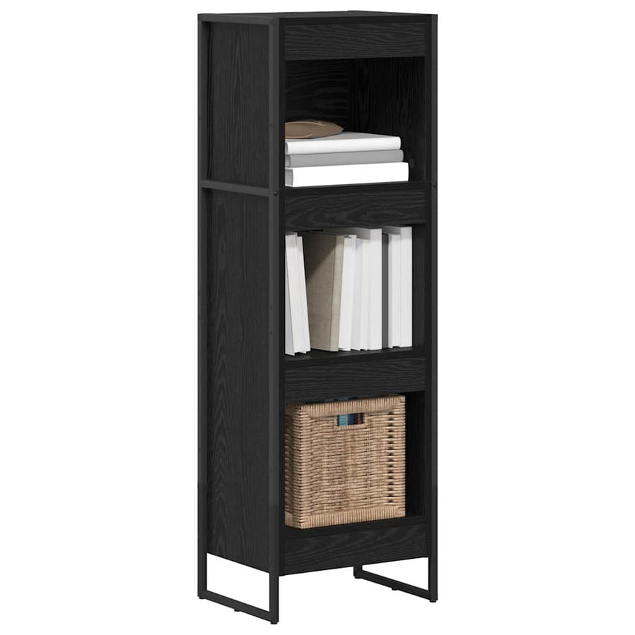 Boekenkast Zwart Eiken 80 x 30 x 155 cm Bewerkt hout