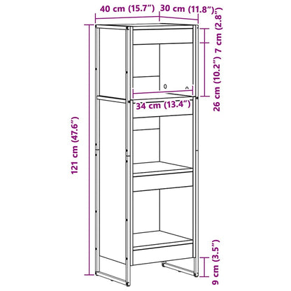 Boekenkast Zwart Eiken 80 x 30 x 155 cm Bewerkt hout