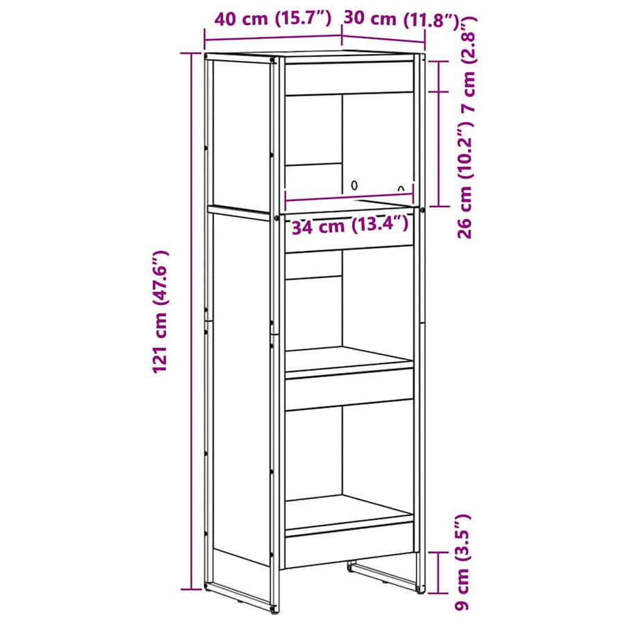 Boekenkast Ambachtelijk eiken 80 x 30 x 155 cm Bewerkt hout
