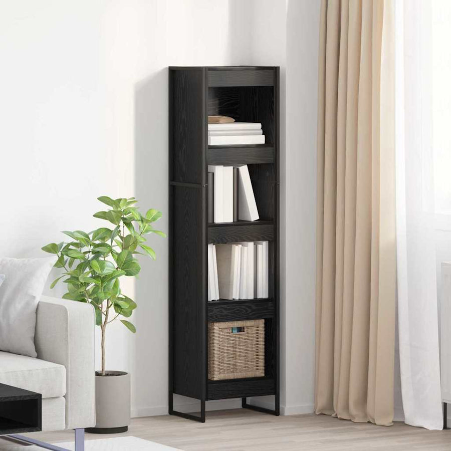 Boekenkast Zwart Eiken 80 x 30 x 155 cm Bewerkt hout