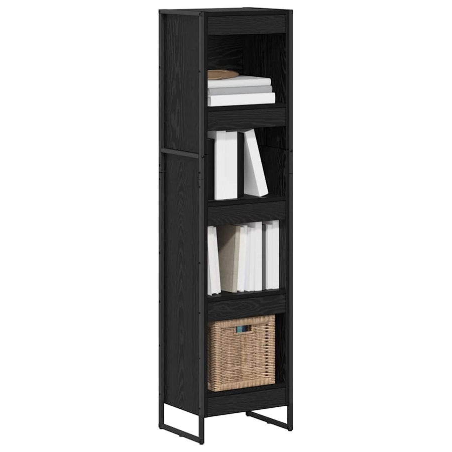 Boekenkast Zwart Eiken 80 x 30 x 155 cm Bewerkt hout