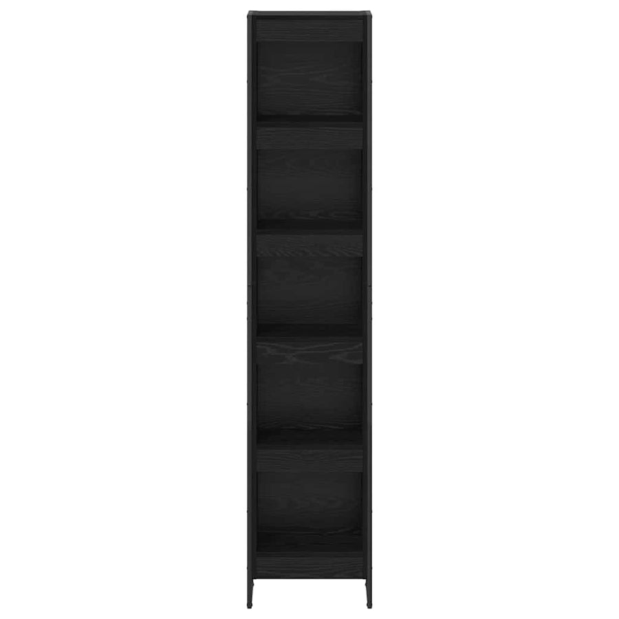 Boekenkast Zwart Eiken 80 x 30 x 155 cm Bewerkt hout