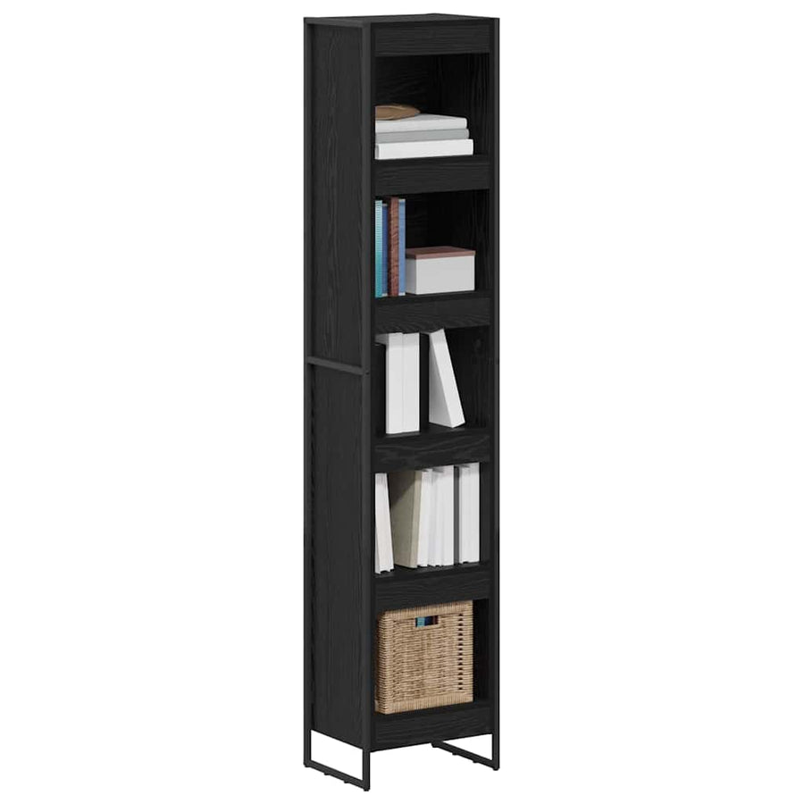 Boekenkast Zwart Eiken 80 x 30 x 155 cm Bewerkt hout