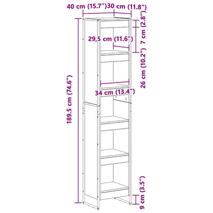 Boekenkast Grijs Sonoma 80 x 30 x 155 cm Bewerkt hout