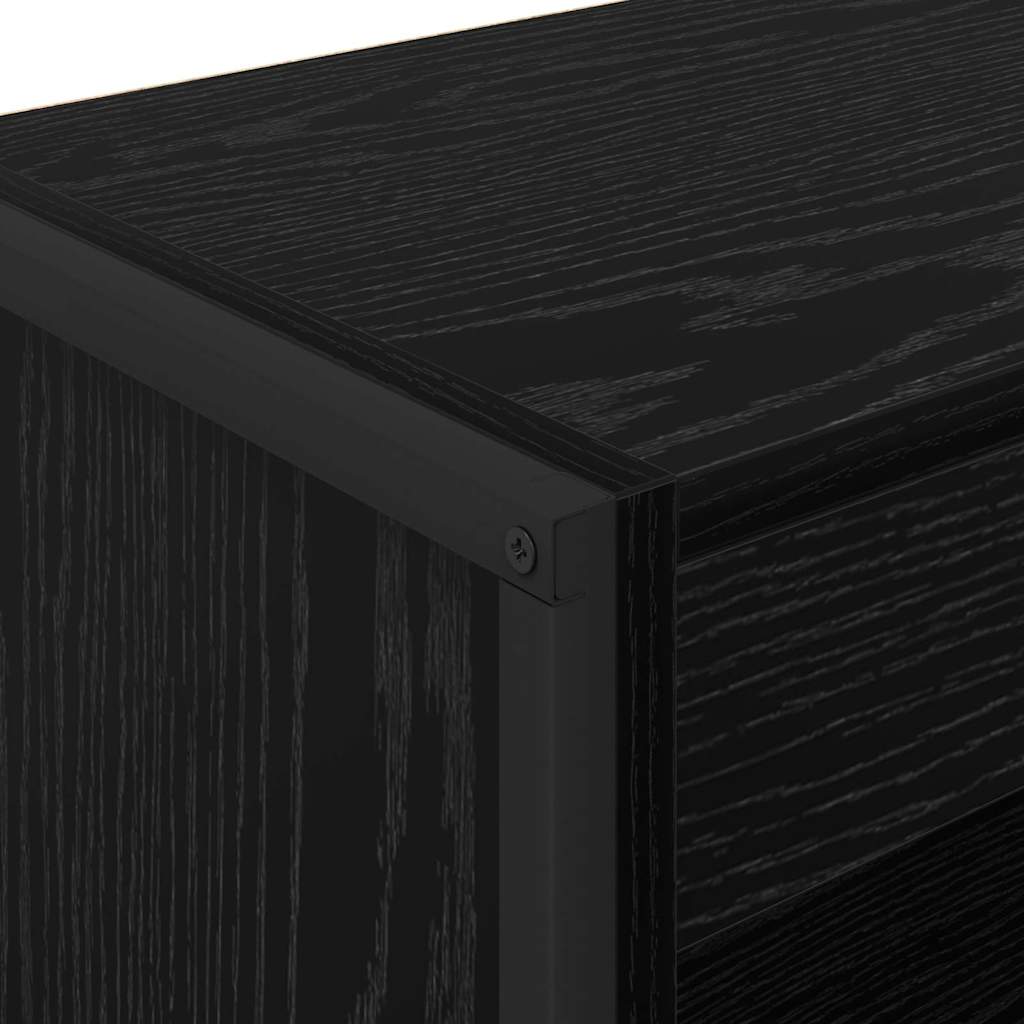 Boekenkast Zwart Eiken 80 x 30 x 155 cm Bewerkt hout