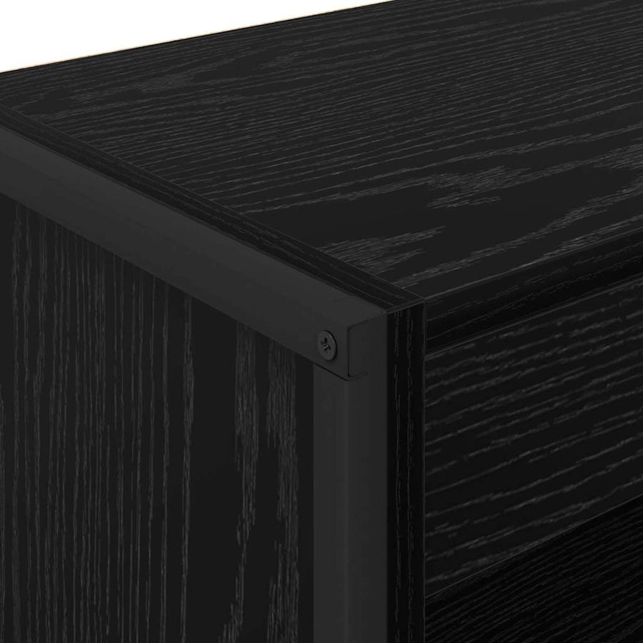 Boekenkast Zwart Eiken 80 x 30 x 155 cm Bewerkt hout