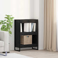 Boekenkast Zwart Eiken 80 x 30 x 155 cm Bewerkt hout