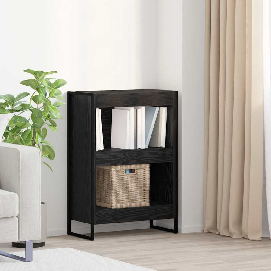 Boekenkast Zwart Eiken 80 x 30 x 155 cm Bewerkt hout