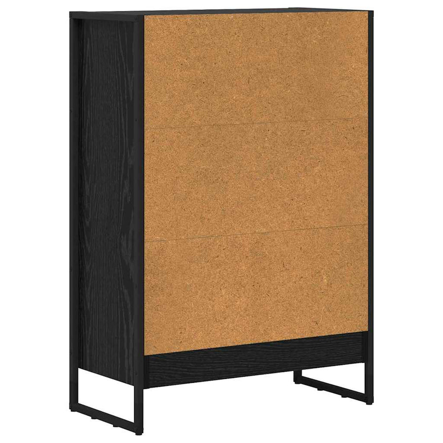 Boekenkast Zwart Eiken 80 x 30 x 155 cm Bewerkt hout