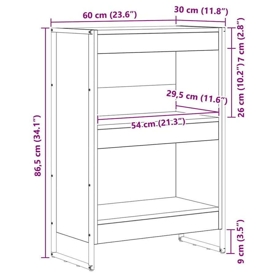 Boekenkast Zwart Eiken 80 x 30 x 155 cm Bewerkt hout