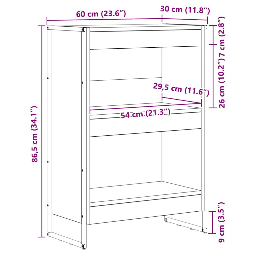 Boekenkast Ambachtelijk eiken 80 x 30 x 155 cm Bewerkt hout