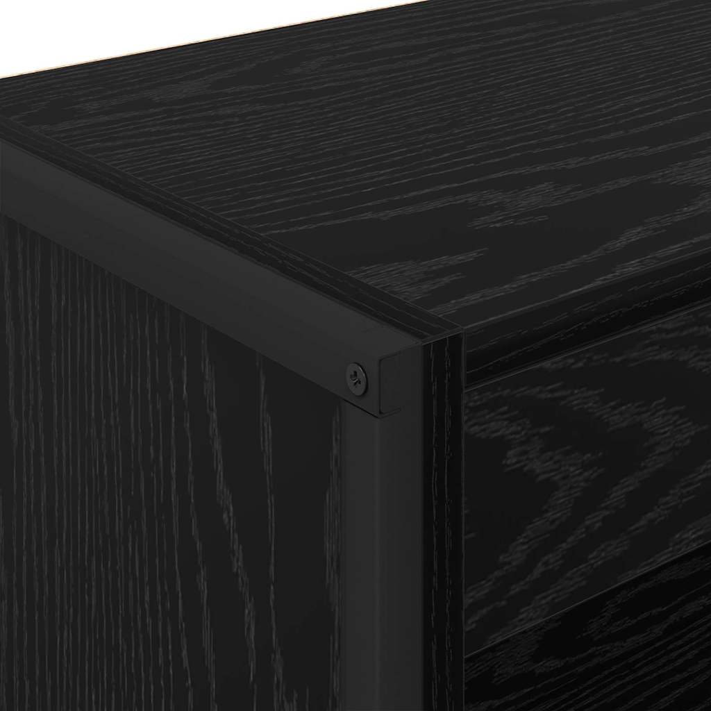 Boekenkast Zwart Eiken 80 x 30 x 155 cm Bewerkt hout