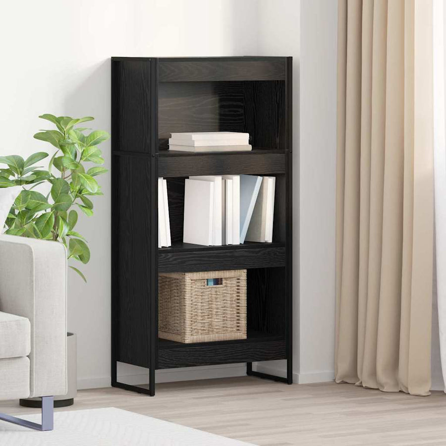 Boekenkast Zwart Eiken 80 x 30 x 155 cm Bewerkt hout