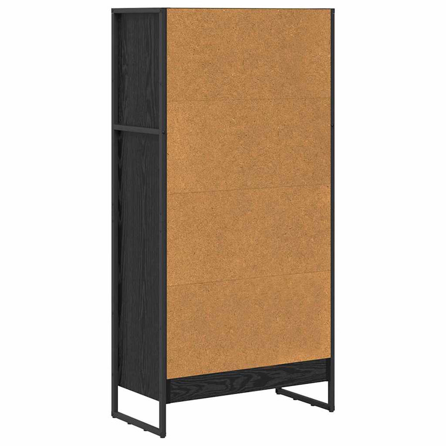 Boekenkast Zwart Eiken 80 x 30 x 155 cm Bewerkt hout