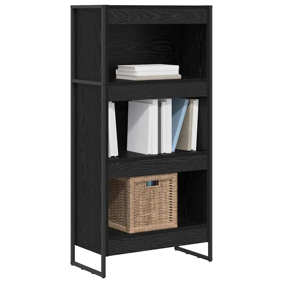 Boekenkast Zwart Eiken 80 x 30 x 155 cm Bewerkt hout