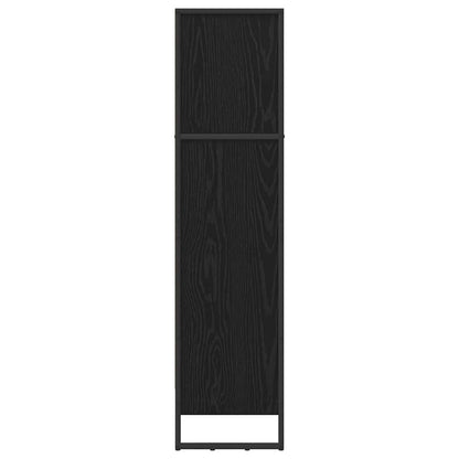 Boekenkast Zwart Eiken 80 x 30 x 155 cm Bewerkt hout