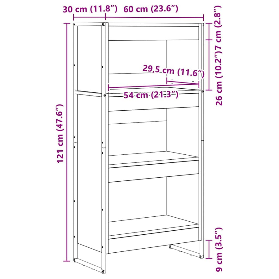 Boekenkast Zwart Eiken 80 x 30 x 155 cm Bewerkt hout