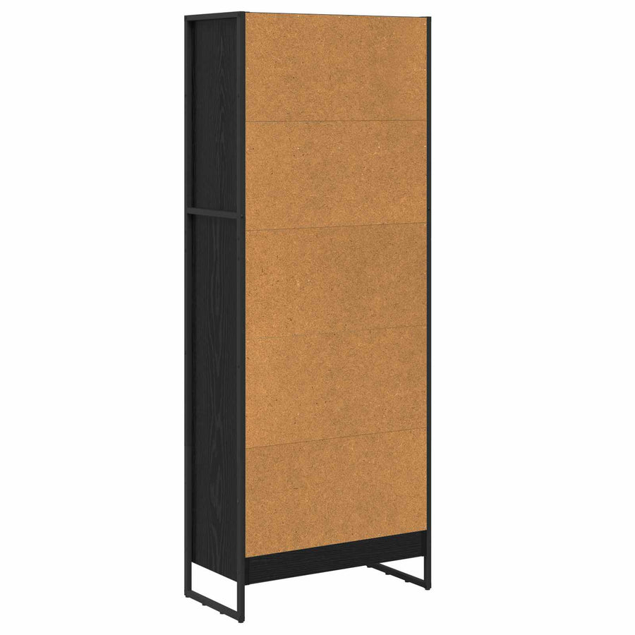 Boekenkast Zwart Eiken 80 x 30 x 155 cm Bewerkt hout