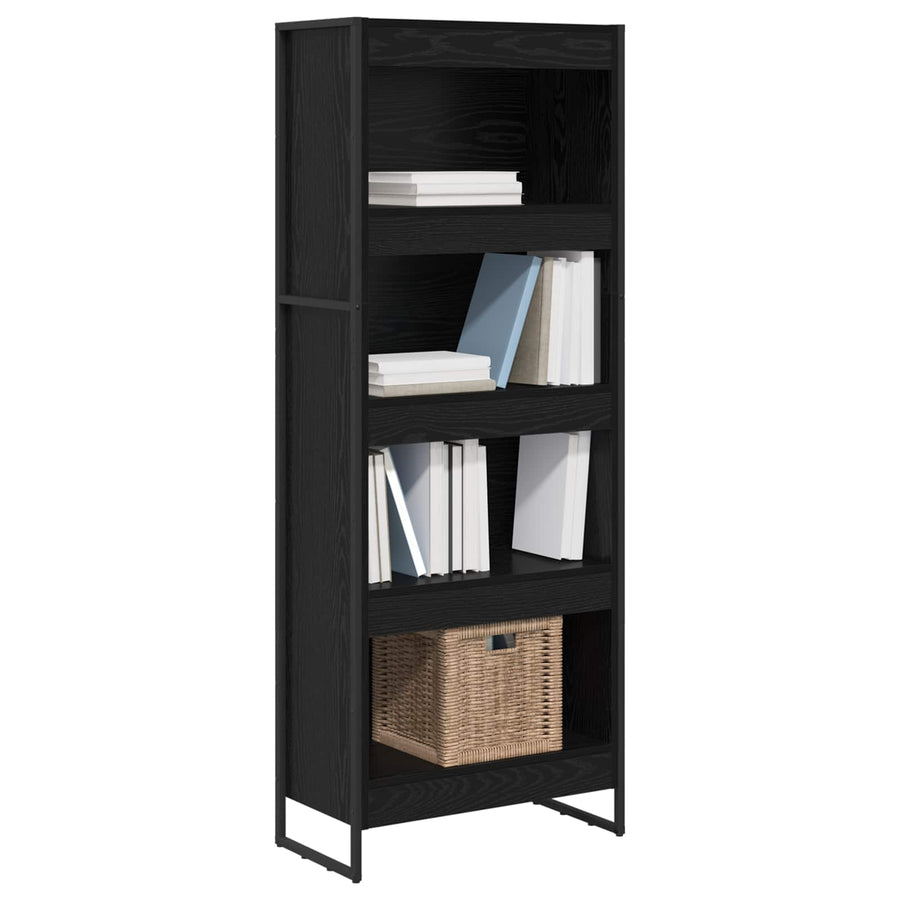 Boekenkast Zwart Eiken 80 x 30 x 155 cm Bewerkt hout