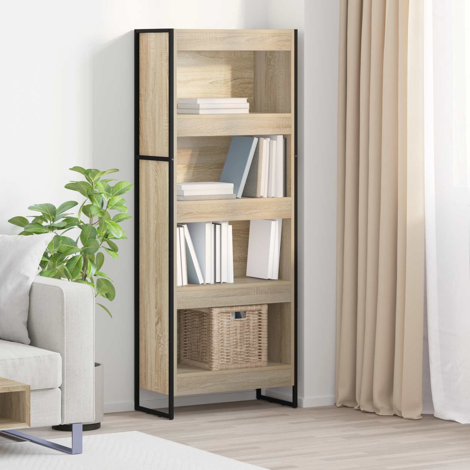 Boekenkast Sonoma 80 x 30 x 155 cm Bewerkt hout