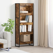 Boekenkast 80x30x155 cm bewerkt hout rook eik