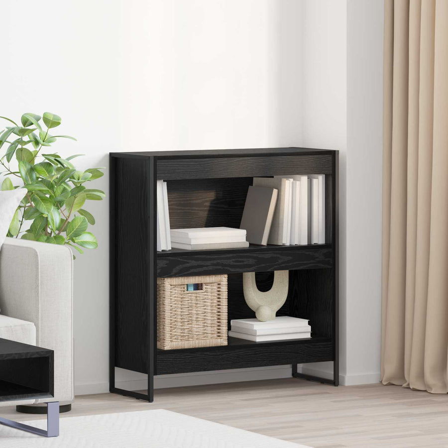 Boekenkast Zwart Eiken 80 x 30 x 155 cm Bewerkt hout