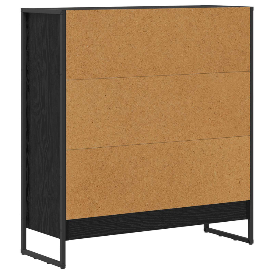 Boekenkast Zwart Eiken 80 x 30 x 155 cm Bewerkt hout