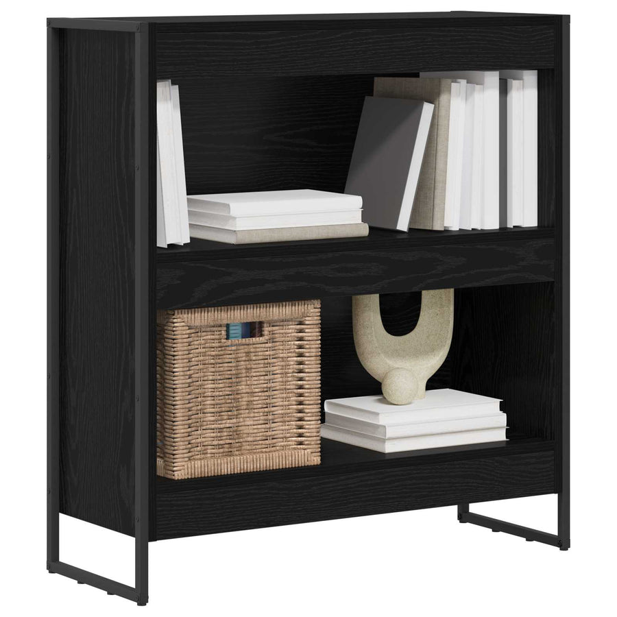 Boekenkast Zwart Eiken 80 x 30 x 155 cm Bewerkt hout
