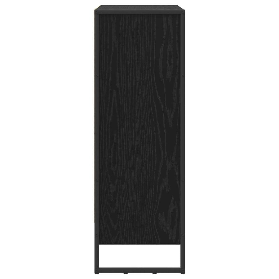 Boekenkast Zwart Eiken 80 x 30 x 155 cm Bewerkt hout