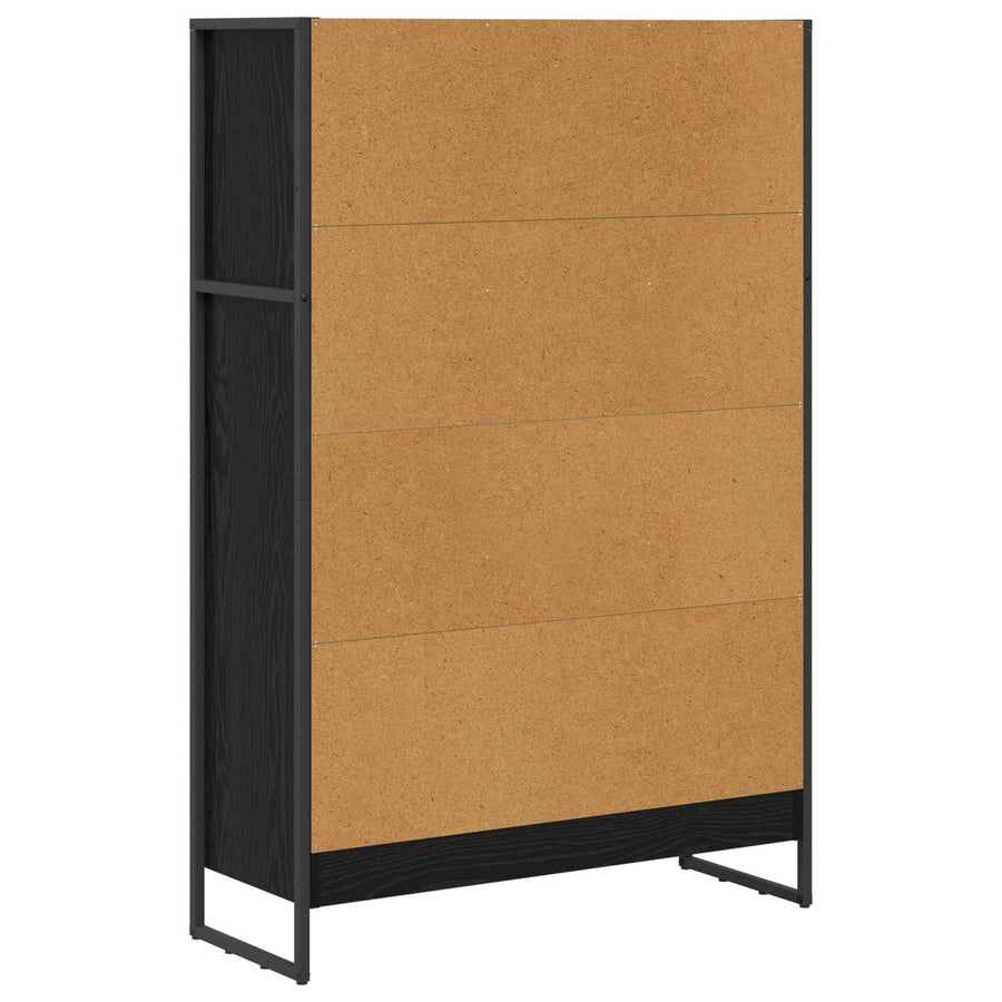 Boekenkast Zwart Eiken 80 x 30 x 155 cm Bewerkt hout