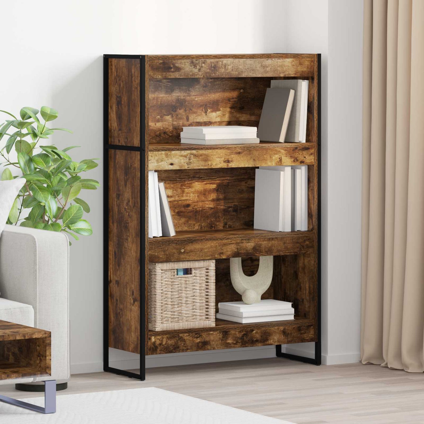 Boekenkast Rook Eik 80 x 30 x 155 cm Bewerkt hout