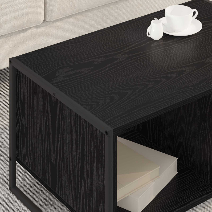 Salontafel Zwart Eiken 80 x 50 x 40 cm Bewerkt hout