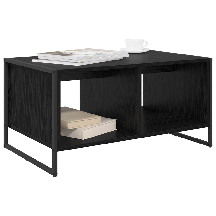 Salontafel Zwart Eiken 80 x 50 x 40 cm Bewerkt hout