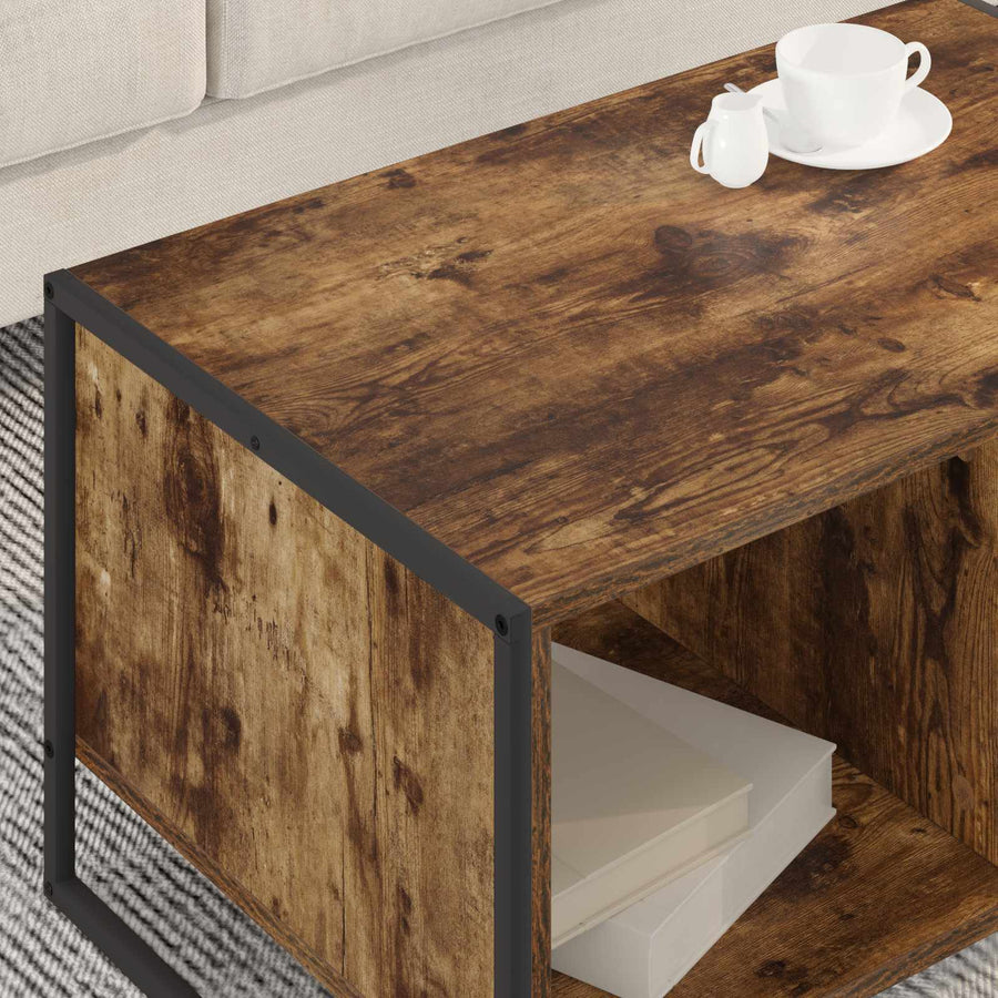 Salontafel Rook Eik 80 x 50 x 40 cm Bewerkt hout
