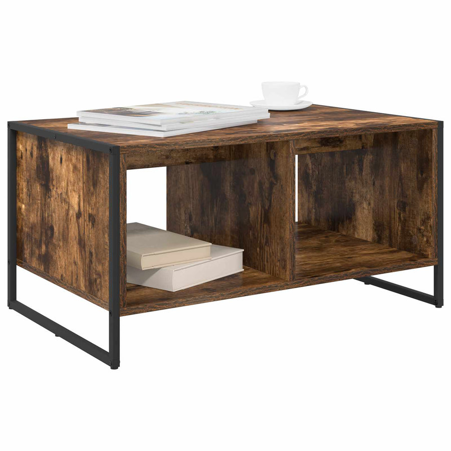 Salontafel Rook Eik 80 x 50 x 40 cm Bewerkt hout