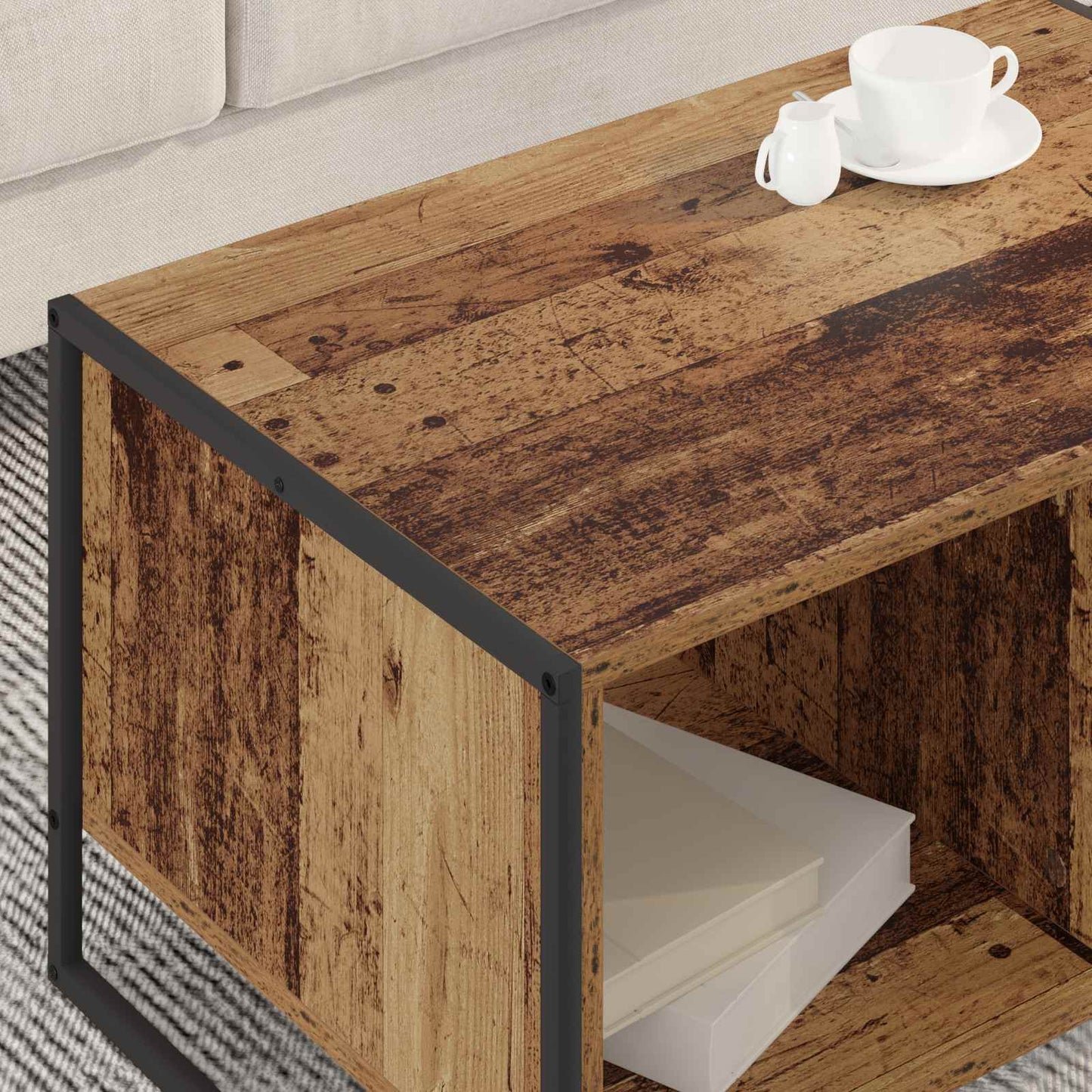 Salontafel Oud Hout 80 x 50 x 40 cm Bewerkt hout