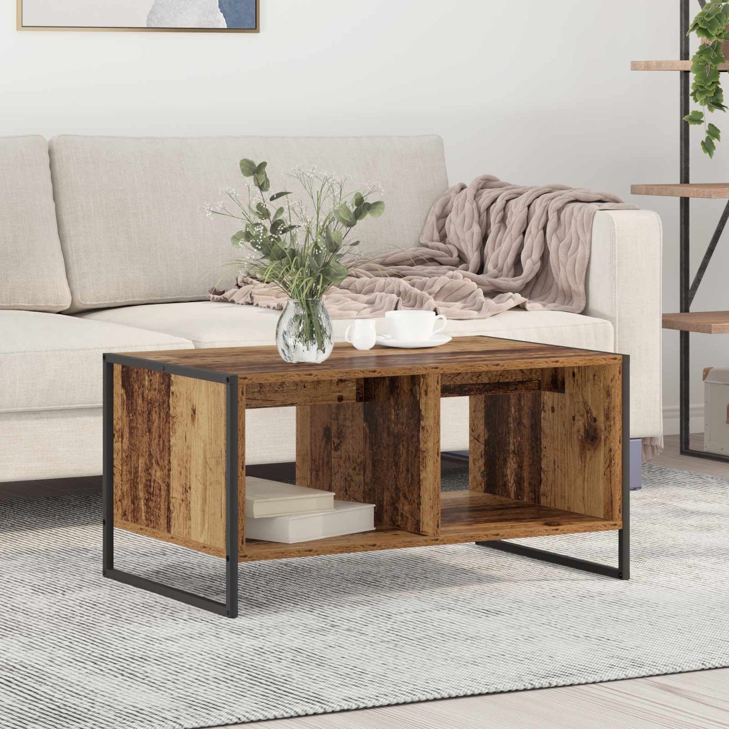 Salontafel Oud Hout 80 x 50 x 40 cm Bewerkt hout
