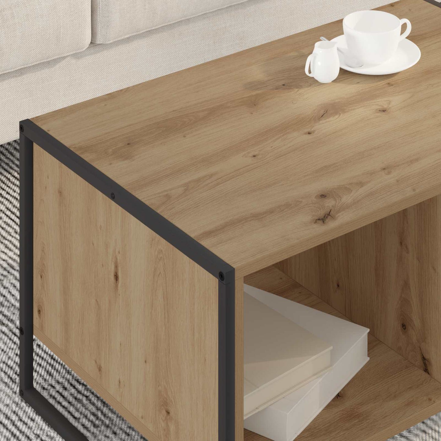 Salontafel Ambachtelijk eiken 80 x 50 x 40 cm Bewerkt hout