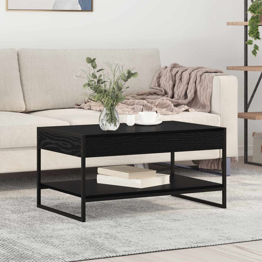 Salontafel Zwart Eiken 80 x 50 x 40 cm Bewerkt hout