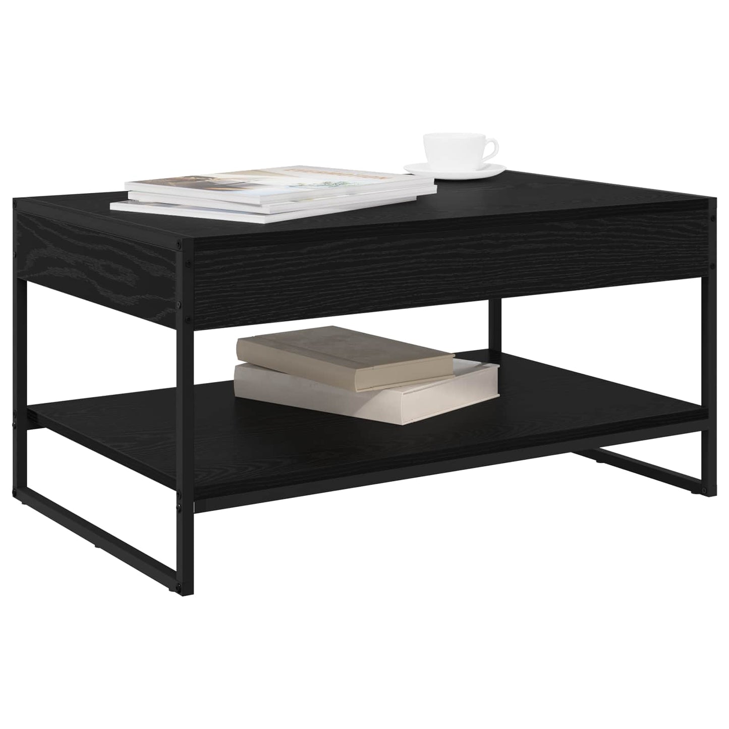 Salontafel Zwart Eiken 80 x 50 x 40 cm Bewerkt hout