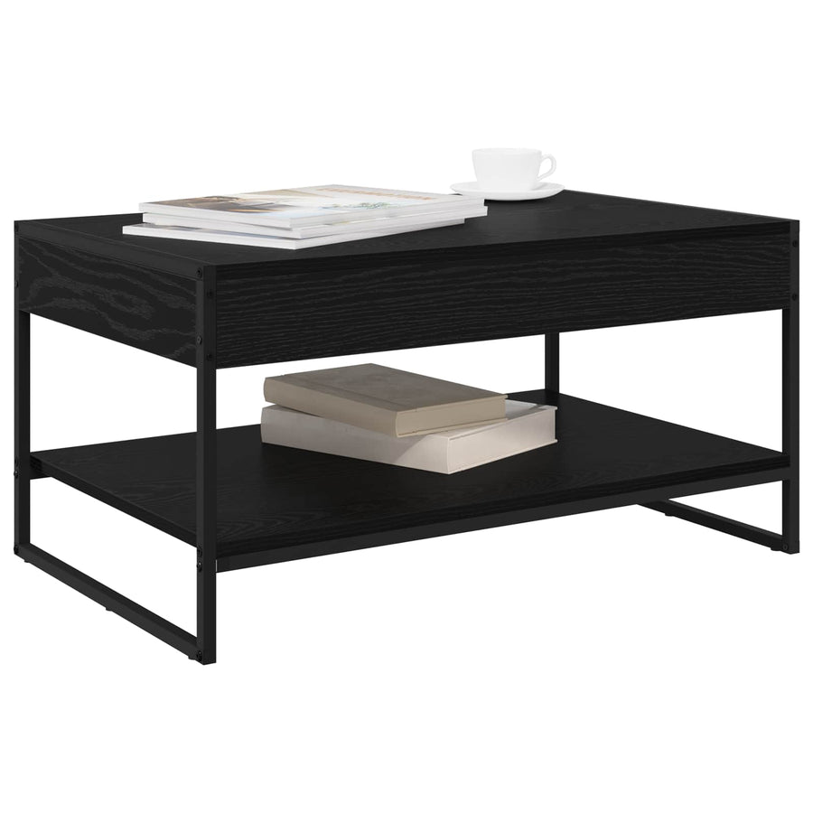Salontafel Zwart Eiken 80 x 50 x 40 cm Bewerkt hout
