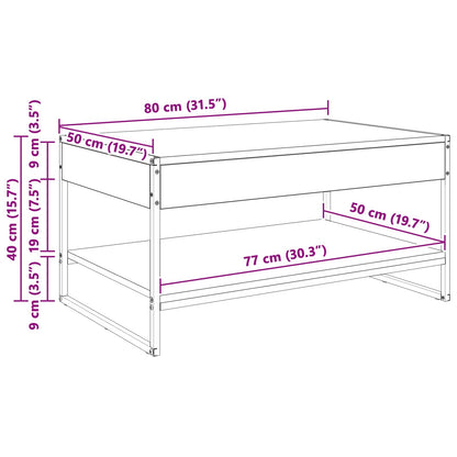 Salontafel Zwart Eiken 80 x 50 x 40 cm Bewerkt hout