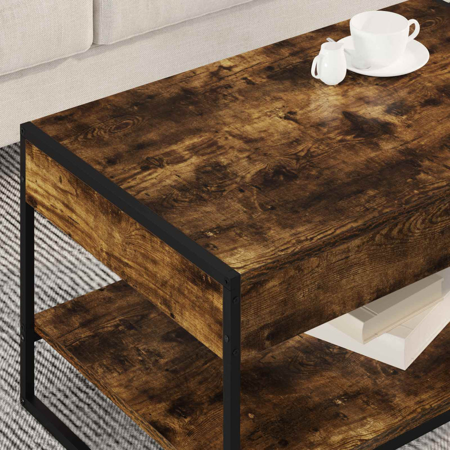 Salontafel Rook Eik 80 x 50 x 40 cm Bewerkt hout