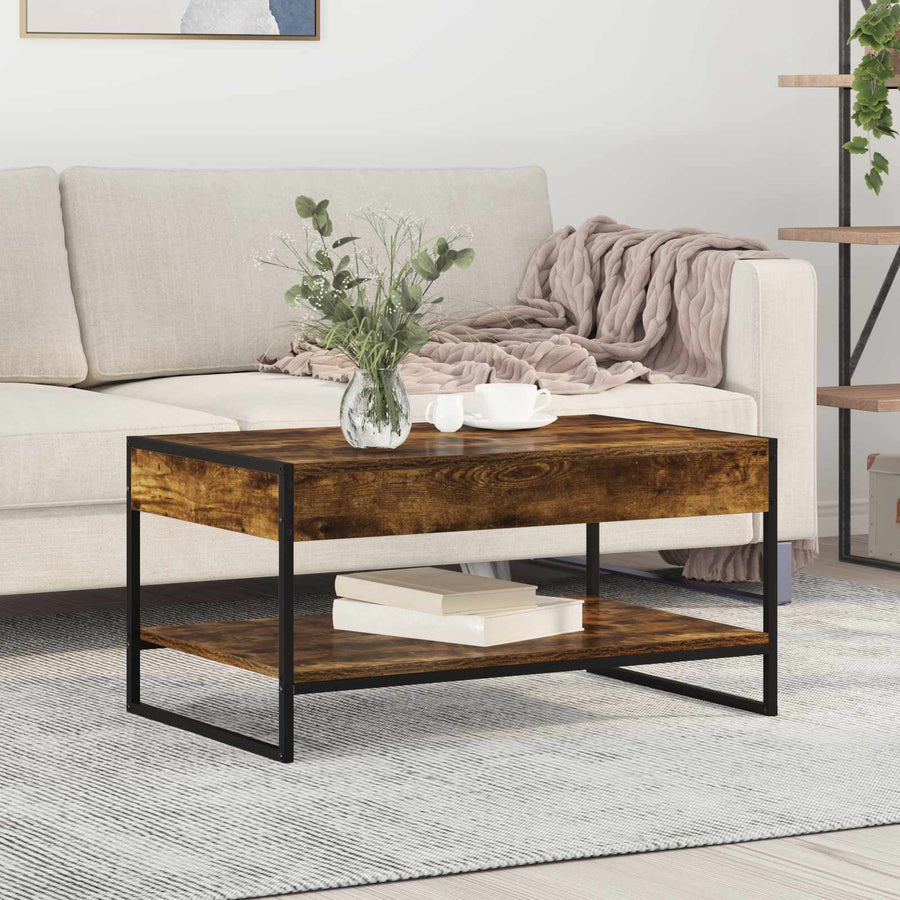 Salontafel Rook Eik 80 x 50 x 40 cm Bewerkt hout
