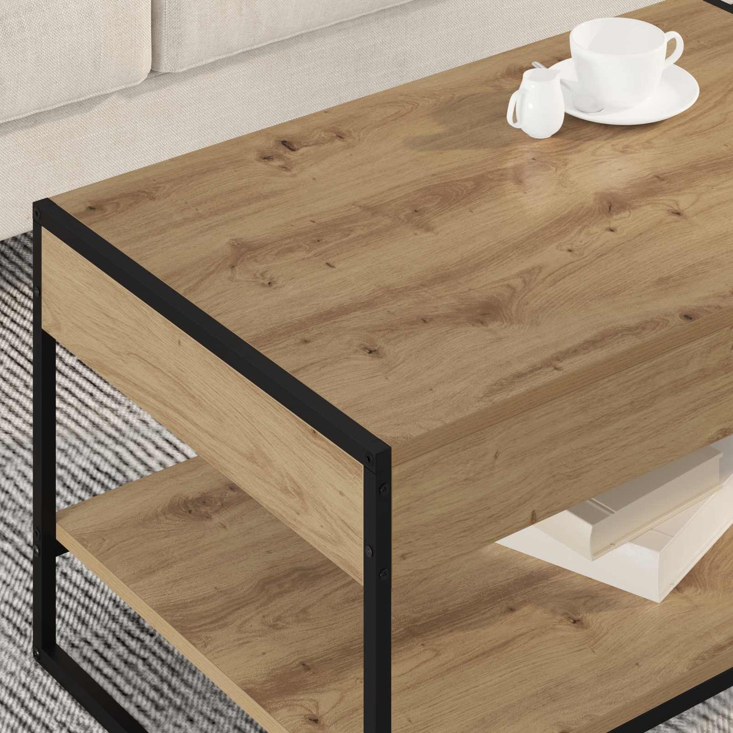 Salontafel Ambachtelijk eiken 80 x 50 x 40 cm Bewerkt hout