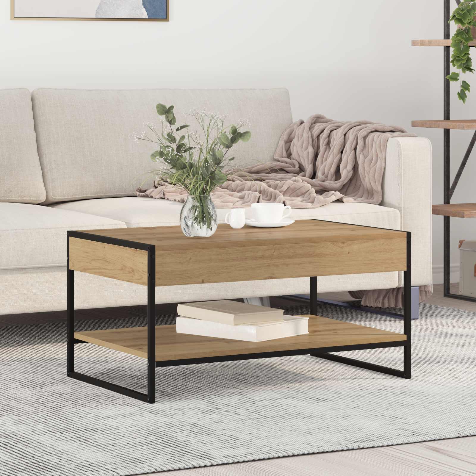 Salontafel Ambachtelijk eiken 80 x 50 x 40 cm Bewerkt hout