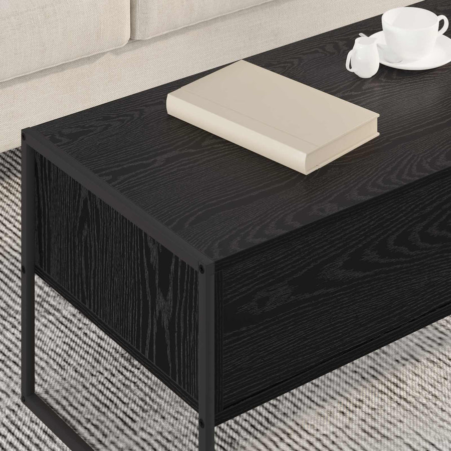 Salontafel met lade Zwart Eiken 100 x 46 x 40 cm Bewerkt hout