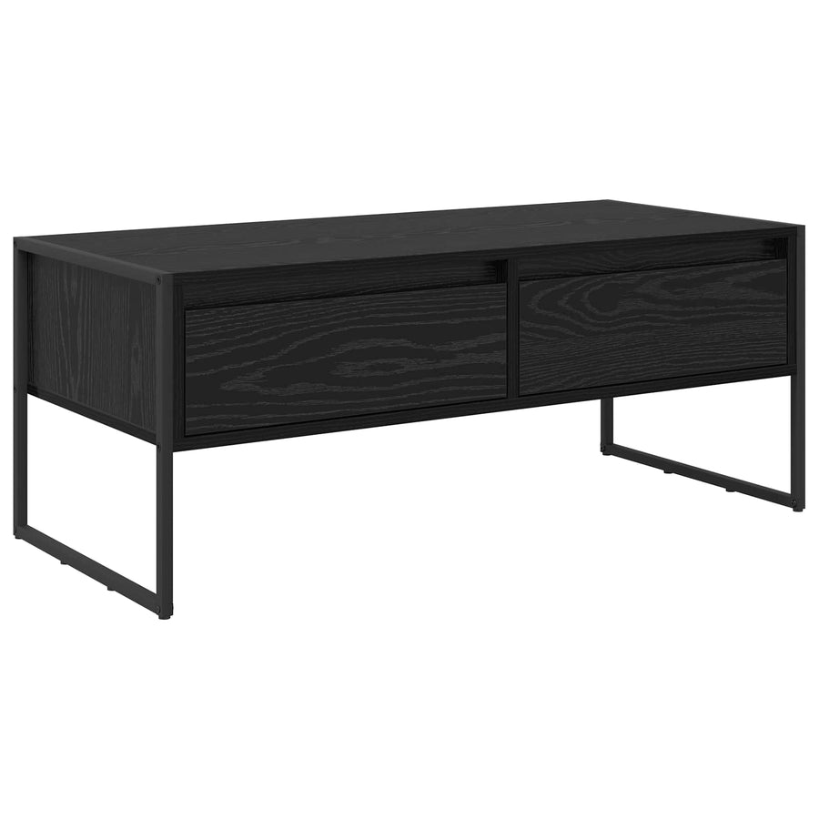 Salontafel met lade Zwart Eiken 100 x 46 x 40 cm Bewerkt hout