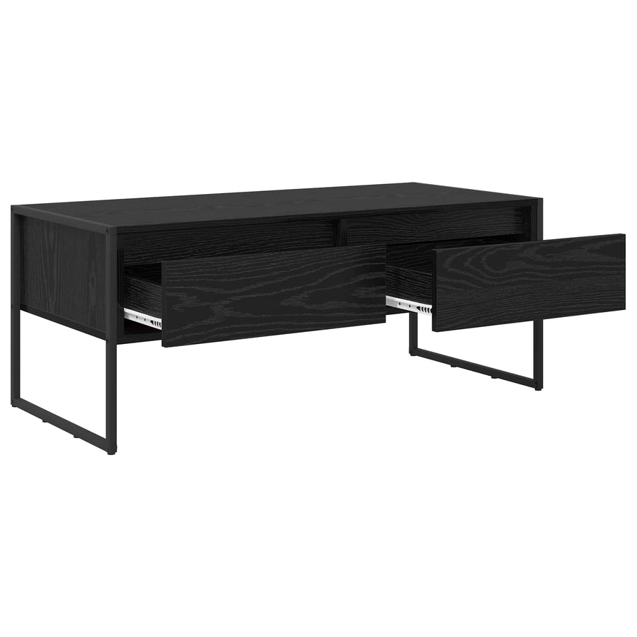 Salontafel met lade Zwart Eiken 100 x 46 x 40 cm Bewerkt hout